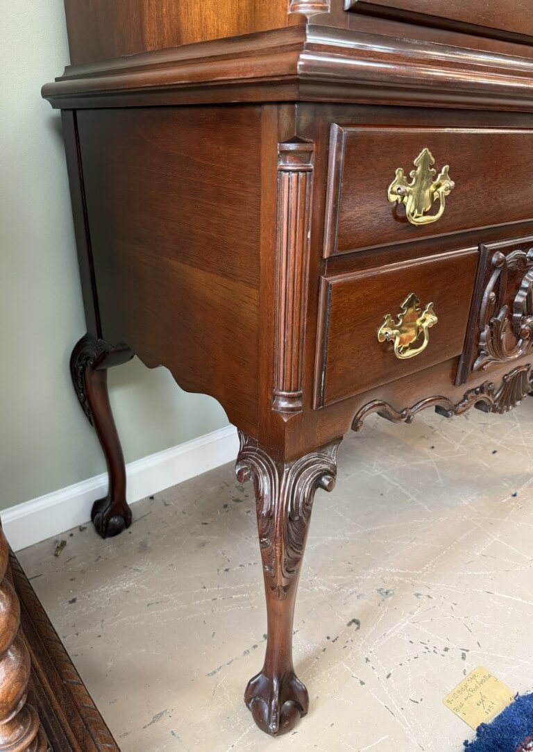 Vintage Chippendale Style Solid Mahogany Highboy Attributed to Craftique Vintage Chippendale Style Solid Mahogany Highboy Attributed to Craftique