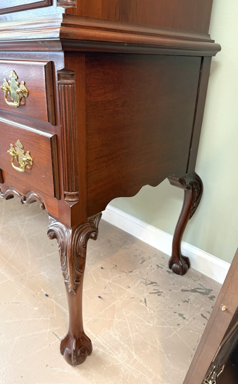 Vintage Chippendale Style Solid Mahogany Highboy Attributed to Craftique Vintage Chippendale Style Solid Mahogany Highboy Attributed to Craftique