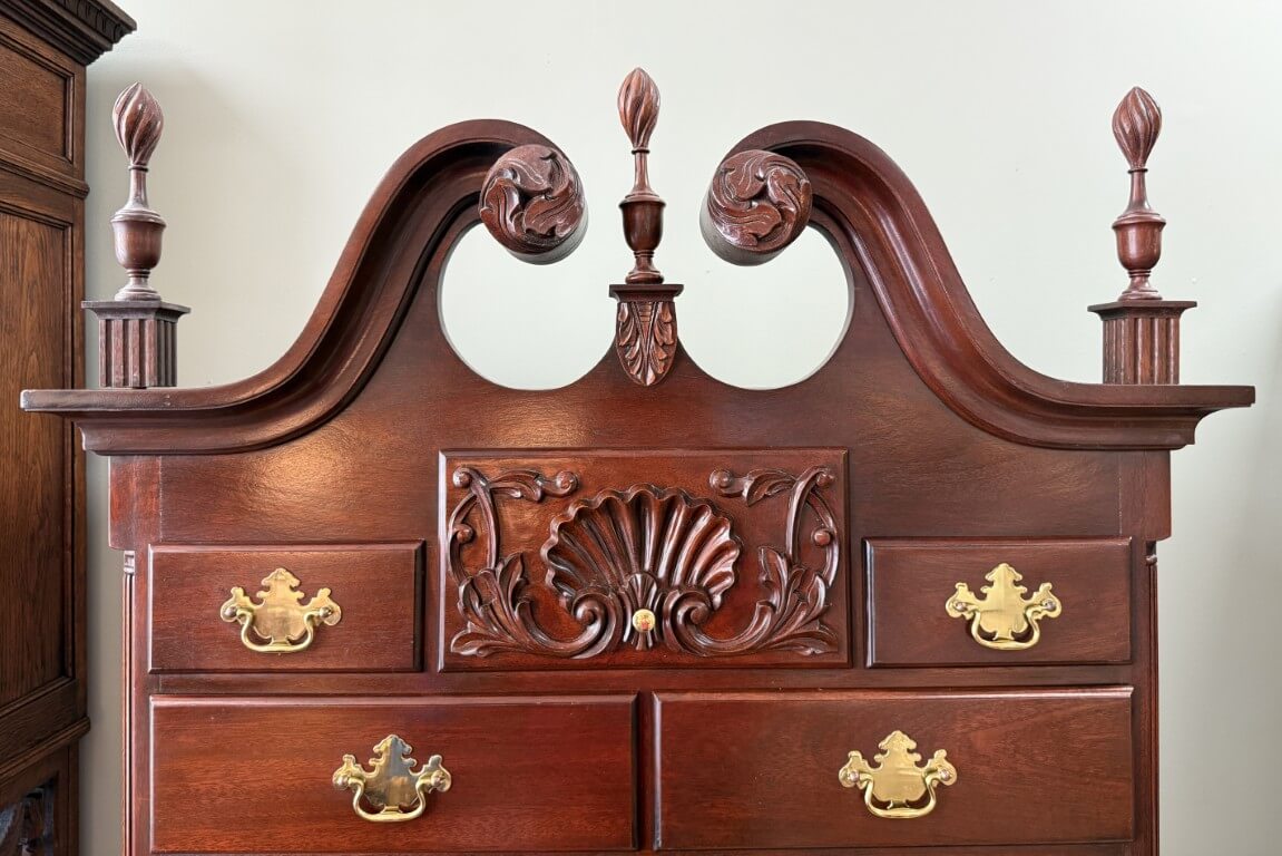 Vintage Chippendale Style Solid Mahogany Highboy Attributed to Craftique Vintage Chippendale Style Solid Mahogany Highboy Attributed to Craftique