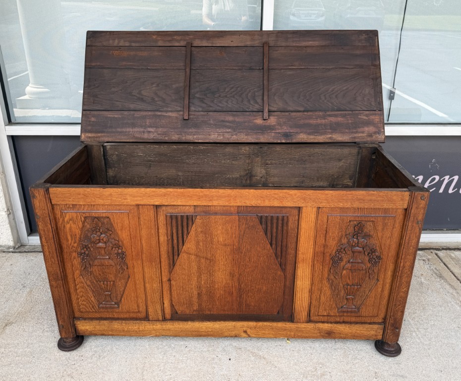 Antique Belgian Oak Blanket Chest Antique Belgian Oak Blanket Chest