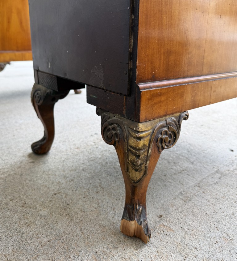Early 1900s Walnut Vanity and Chair Early 1900s Walnut Vanity and Chair
