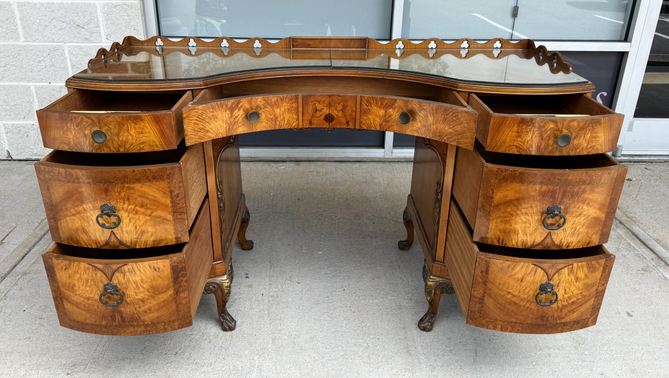 Early 1900s Walnut Vanity and Chair Early 1900s Walnut Vanity and Chair
