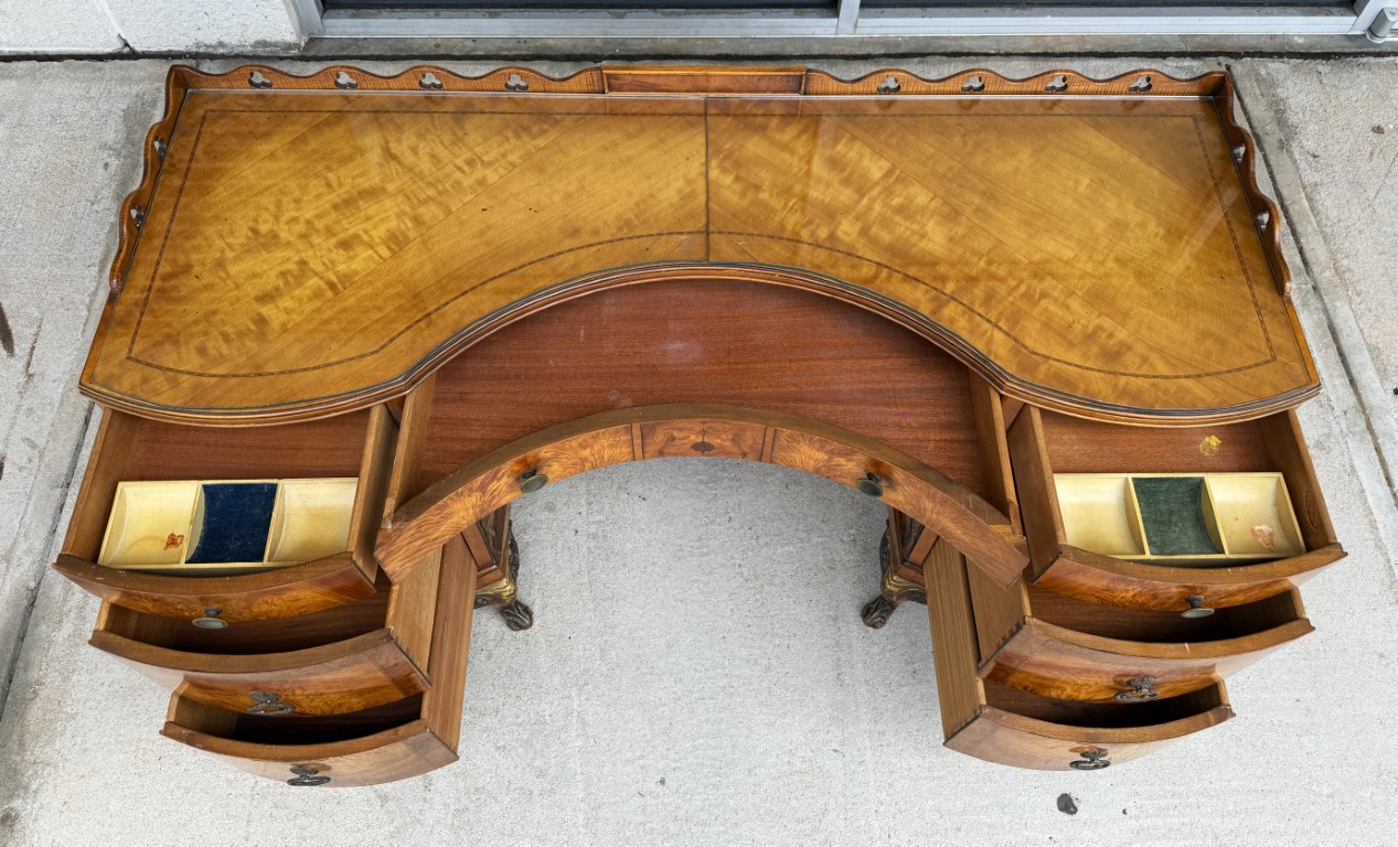Early 1900s Walnut Vanity and Chair Early 1900s Walnut Vanity and Chair
