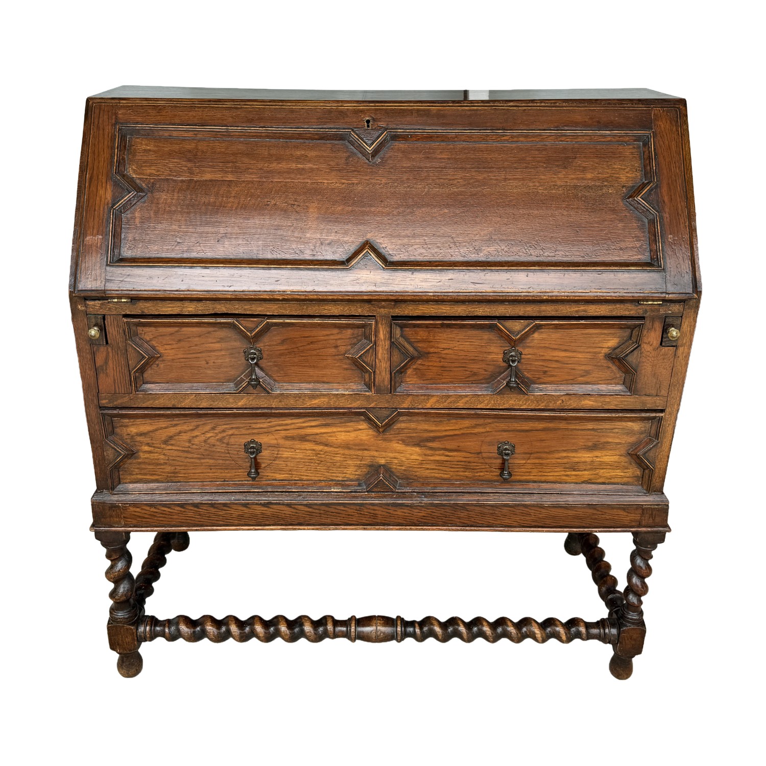 c1900 Oak Barley Twist Secretary Desk c1900 Oak Barley Twist Secretary Desk