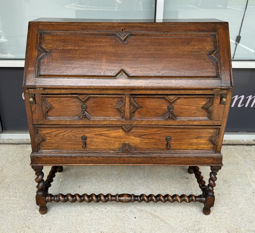 c1900 Oak Barley Twist Secretary Desk c1900 Oak Barley Twist Secretary Desk