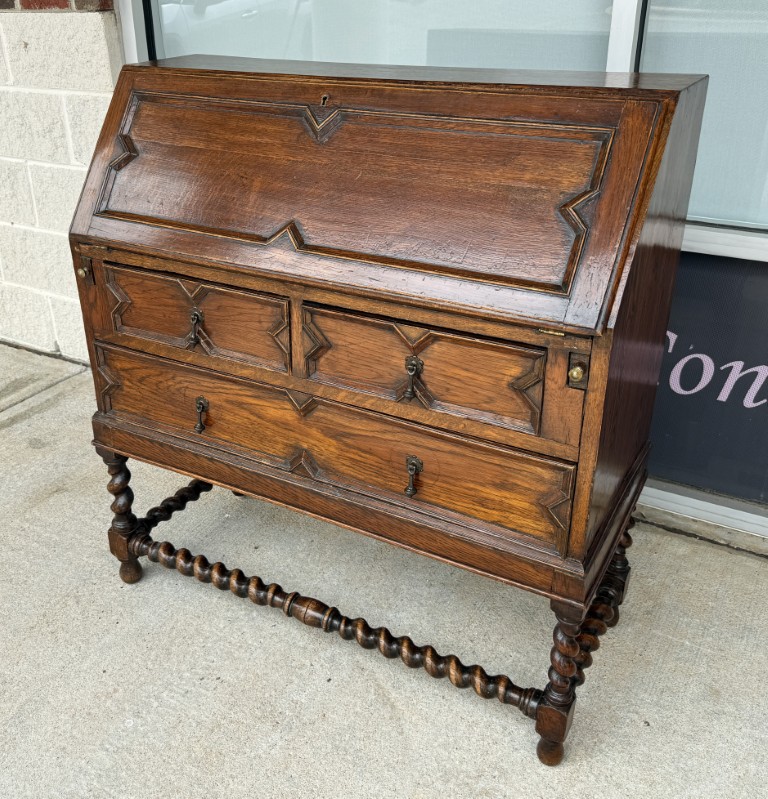 c1900 Oak Barley Twist Secretary Desk c1900 Oak Barley Twist Secretary Desk