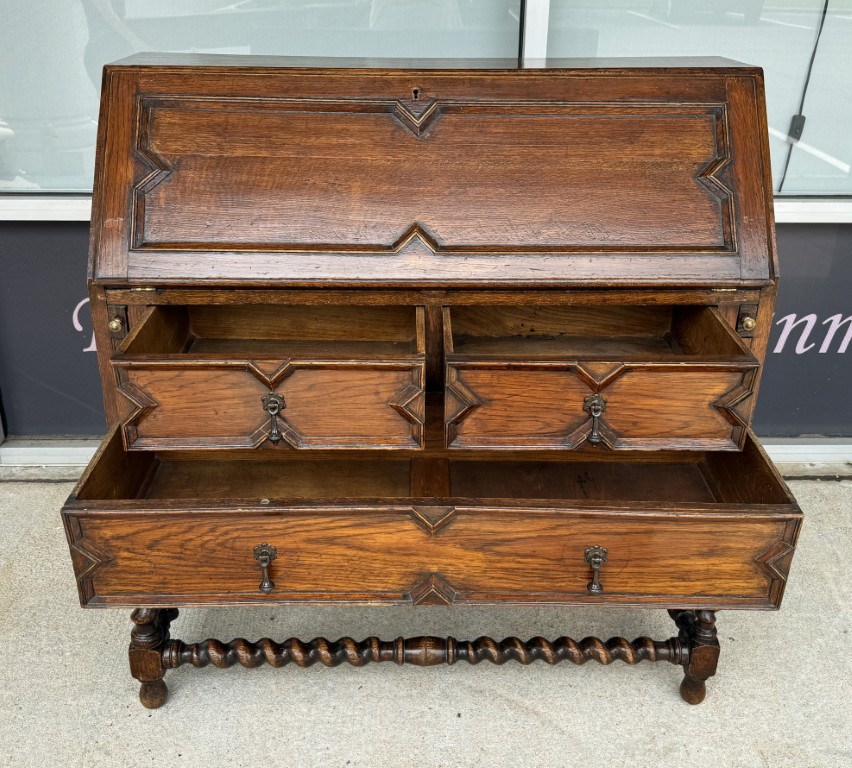c1900 Oak Barley Twist Secretary Desk c1900 Oak Barley Twist Secretary Desk