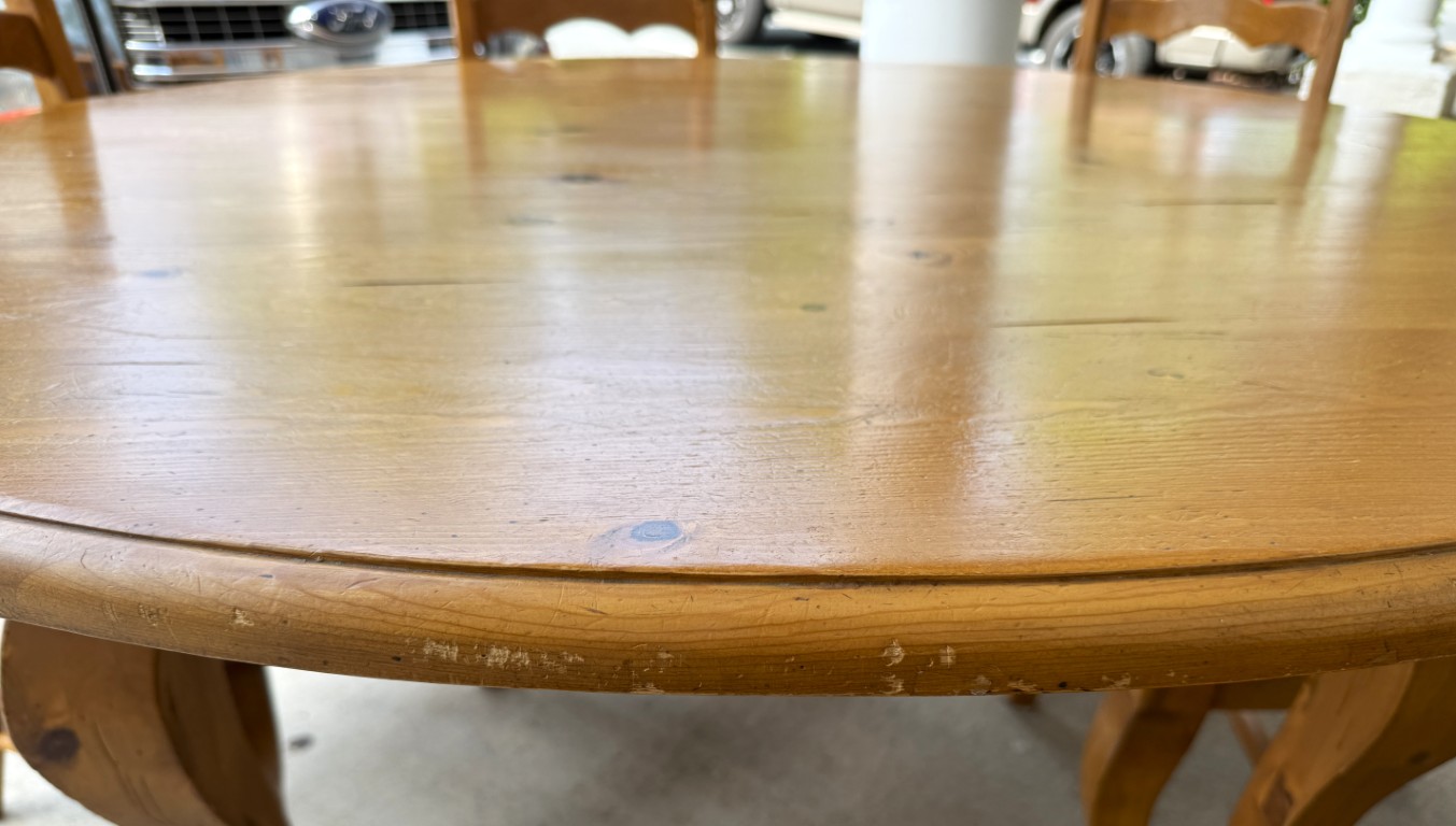 7 Piece Solid Pine Farmhouse Style Round Dining Set 7 Piece Solid Pine Farmhouse Style Round Dining Set
