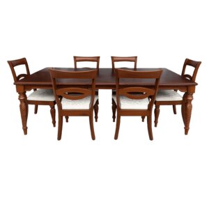 7 Piece Dining Set with Parquet-Style Top and One Leaf