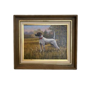 Original Signed Oil on Board Painting of Hunting Dog/Pointer by WAOW Artist
