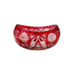 Cranberry Cut to Clear Oval Bowl