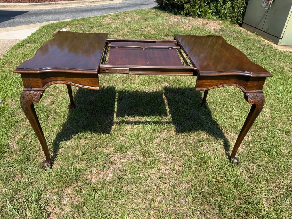 Drexel Solid Mahogany Chippendale Style Game Table with Hidden Butterfly Leaf Drexel Solid Mahogany Chippendale Style Game Table with Hidden Butterfly Leaf