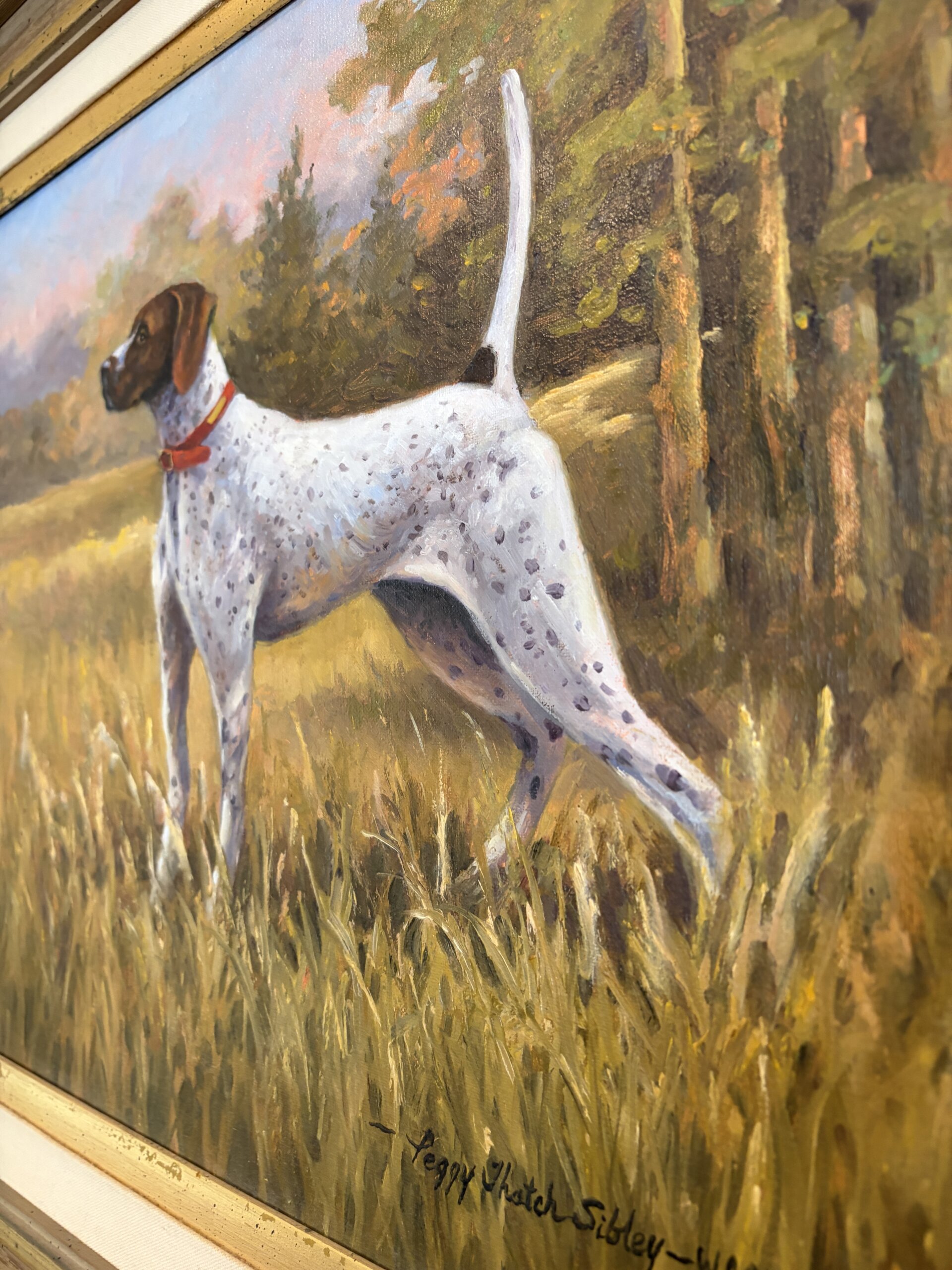 Original Signed Oil on Board Painting of Hunting Dog/Pointer by WAOW Artist Original Signed Oil on Board Painting of Hunting Dog/Pointer by WAOW Artist