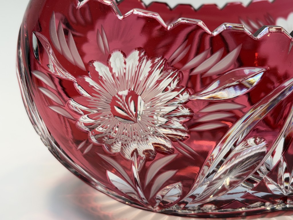 Cranberry Cut to Clear Oval Bowl Cranberry Cut to Clear Oval Bowl