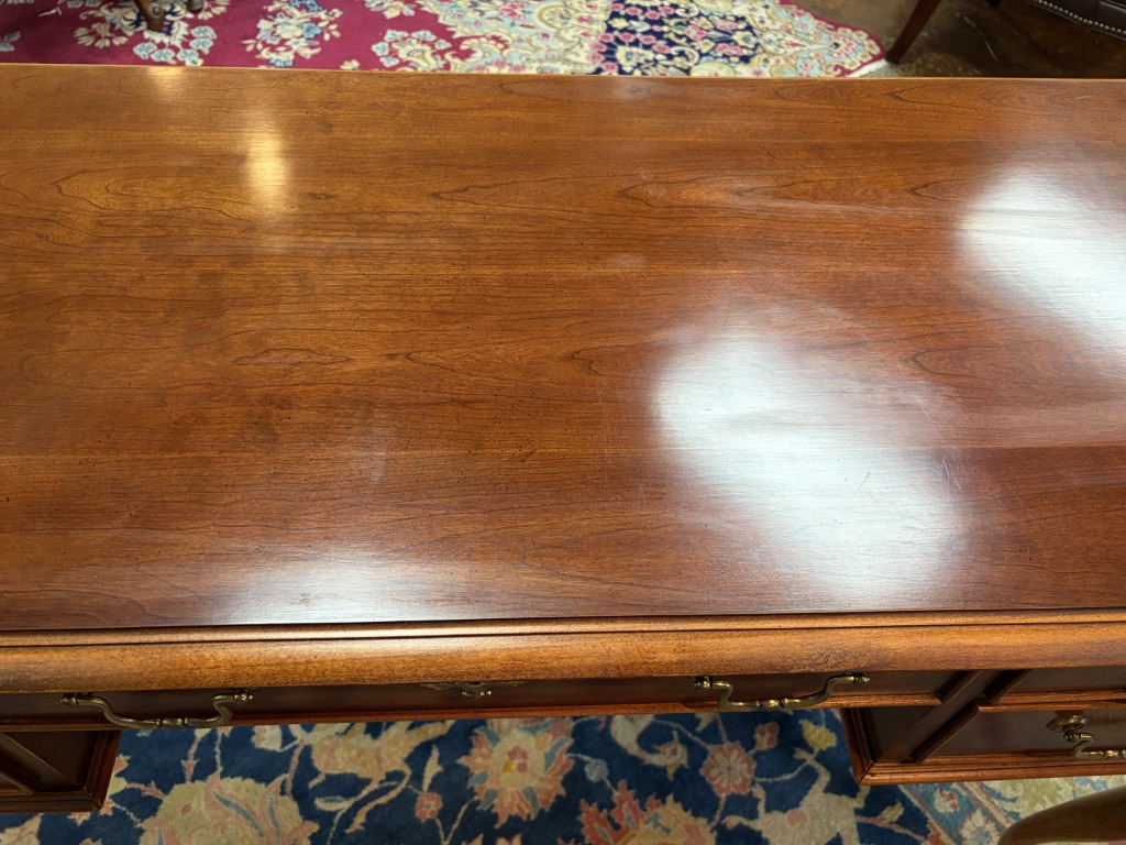 Five Drawer Cherry Desk with Brass Hardware Five Drawer Cherry Desk with Brass Hardware
