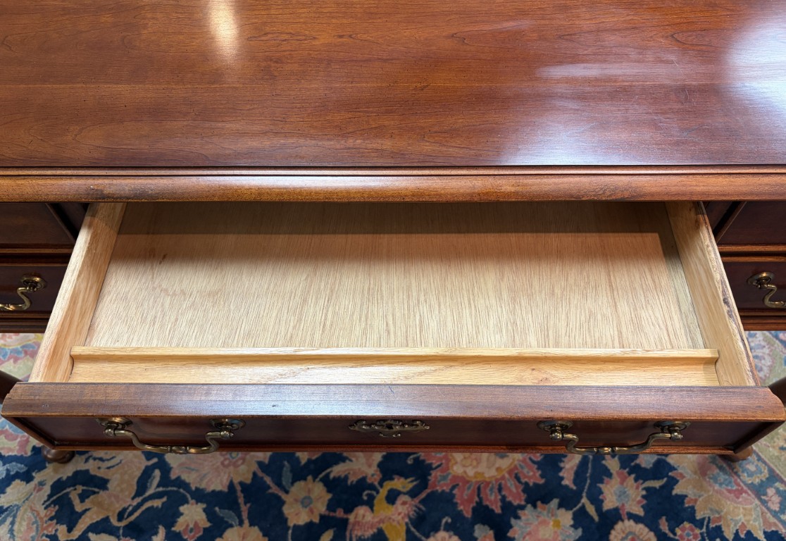 Five Drawer Cherry Desk with Brass Hardware Five Drawer Cherry Desk with Brass Hardware