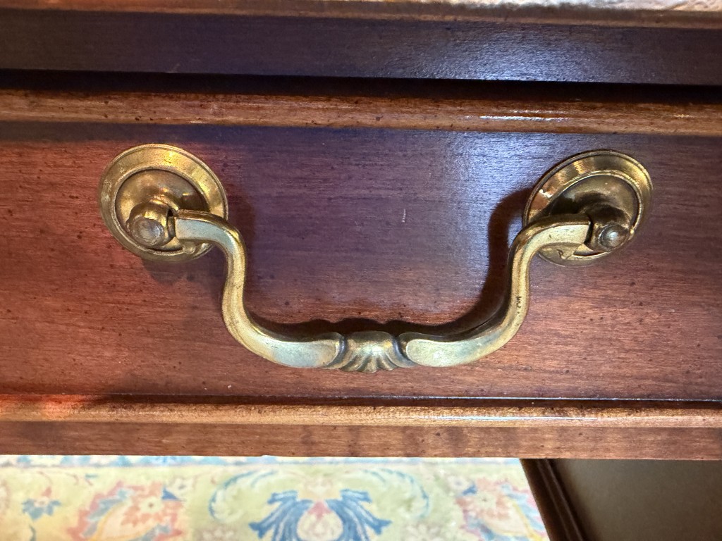 Five Drawer Cherry Desk with Brass Hardware Five Drawer Cherry Desk with Brass Hardware