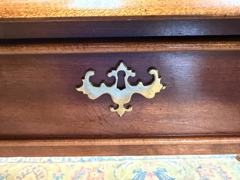Five Drawer Cherry Desk with Brass Hardware Five Drawer Cherry Desk with Brass Hardware