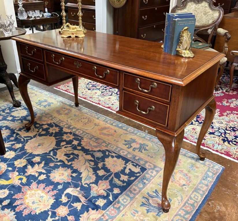 Five Drawer Cherry Desk with Brass Hardware Five Drawer Cherry Desk with Brass Hardware