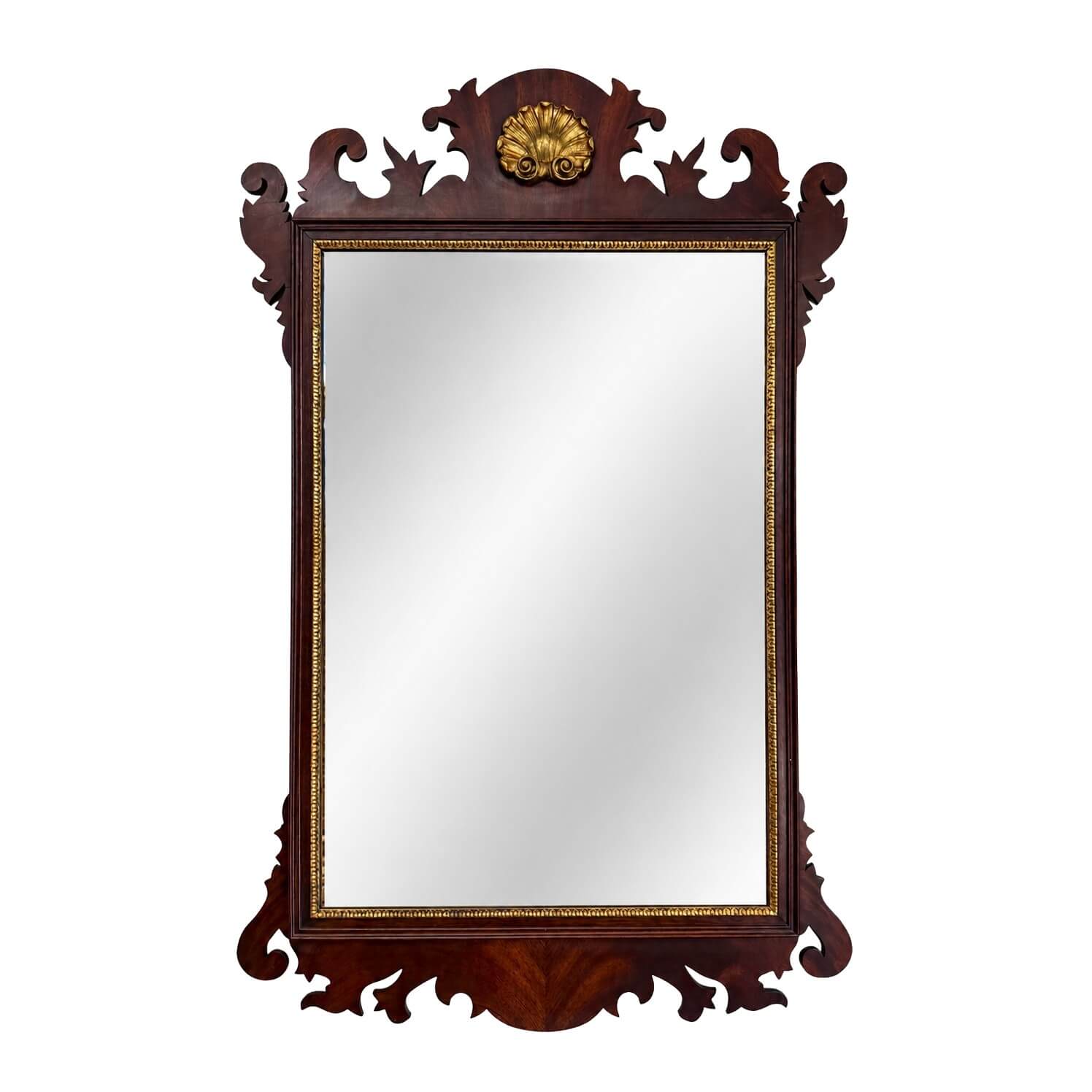Henkel Harris Mahogany Carved Mirror with Gold Accents Model No. H-6 Henkel Harris Mahogany Carved Mirror with Gold Accents Model No. H-6