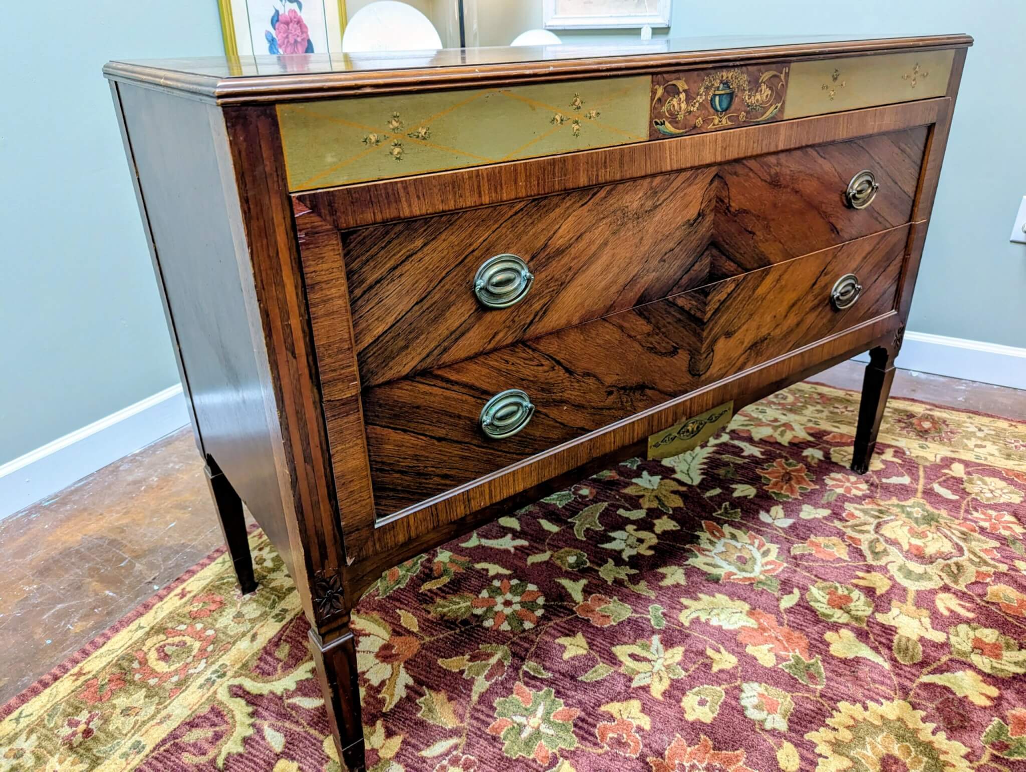 Antique Satin Wood Painted Chest Of Drawers Antique Satin Wood Painted Chest Of Drawers