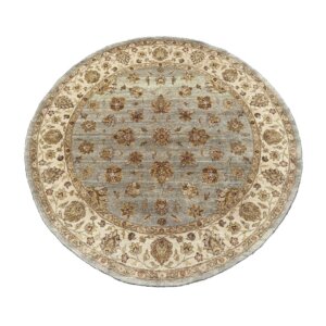 8ft Round Ziegler Sultanabad-Style Hand-Knotted Area Rug