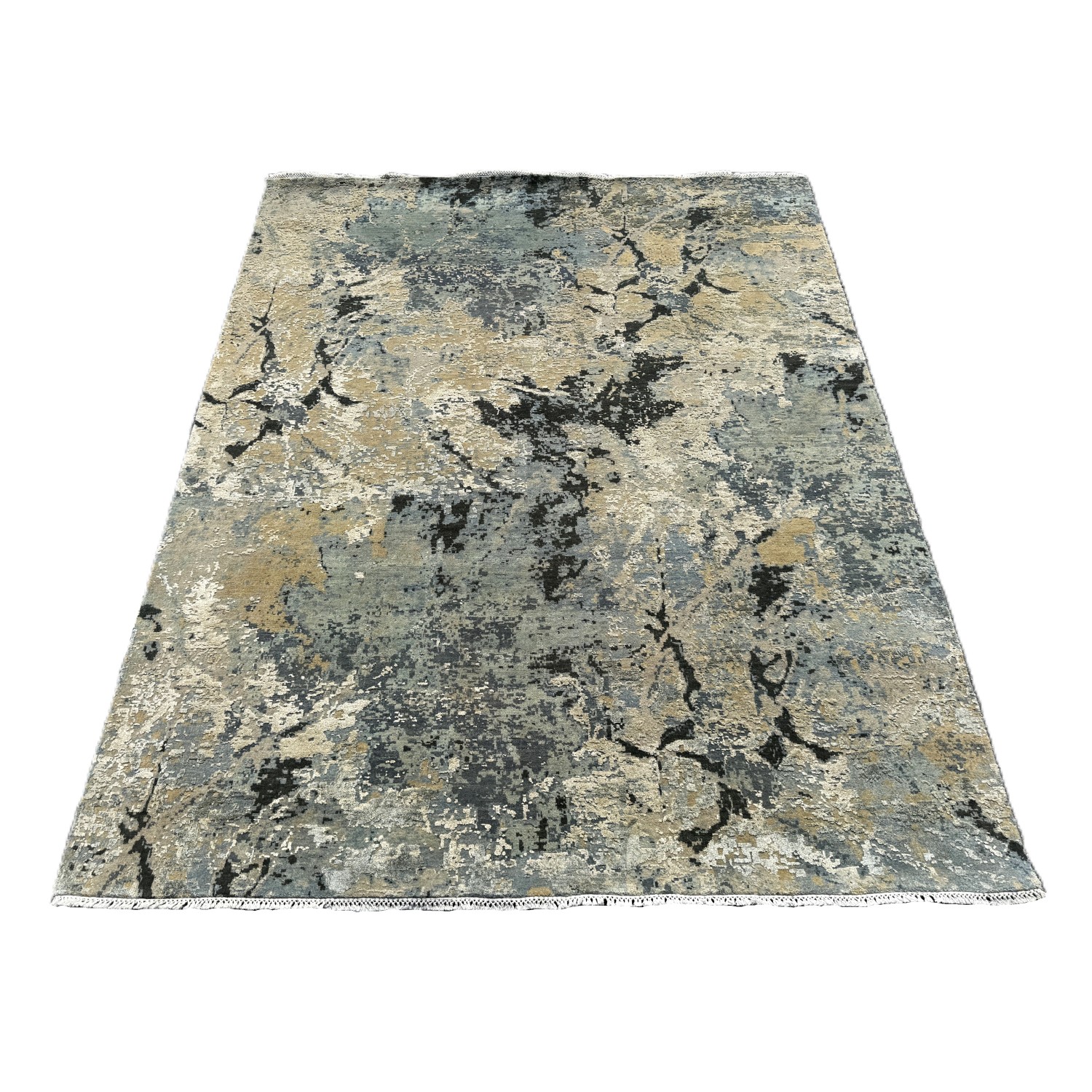 8x10 Abstract Hand-Knotted Wool and Silk Area Rug 8x10 Abstract Hand-Knotted Wool and Silk Area Rug