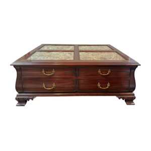 Henkel Harris Marble Top Mahogany Coffee Table Model No. 5252