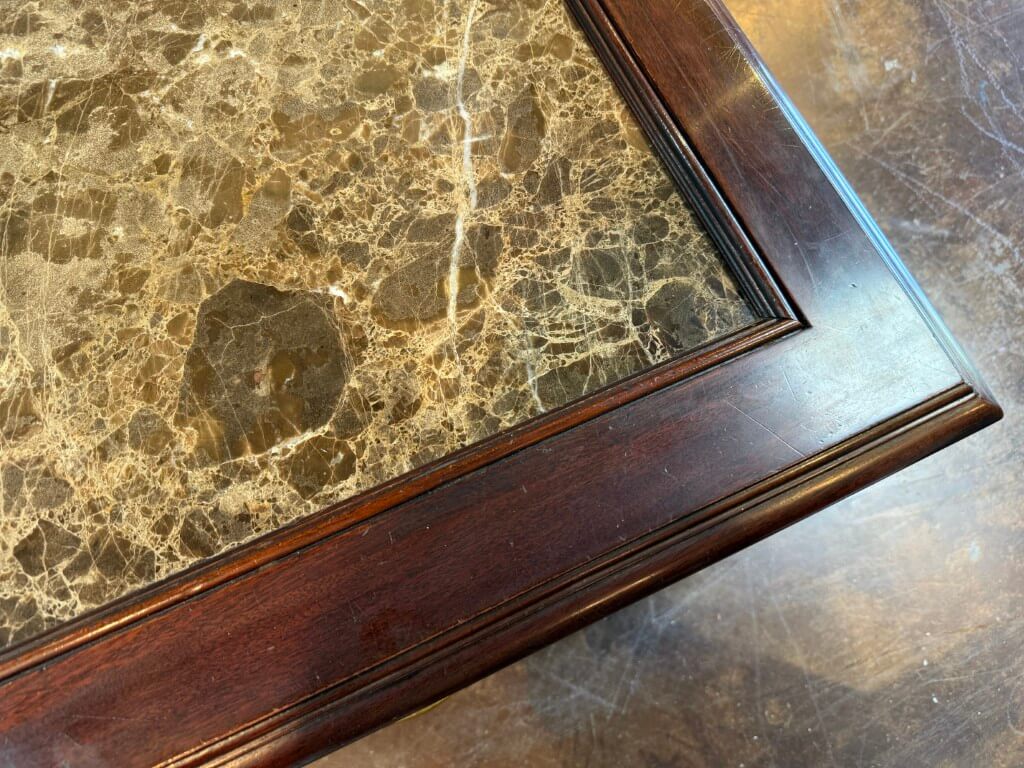 Henkel Harris Marble Top Mahogany Coffee Table Model No. 5252 Henkel Harris Marble Top Mahogany Coffee Table Model No. 5252
