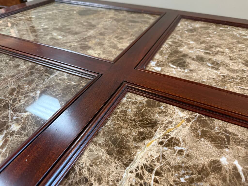 Henkel Harris Marble Top Mahogany Coffee Table Model No. 5252 Henkel Harris Marble Top Mahogany Coffee Table Model No. 5252