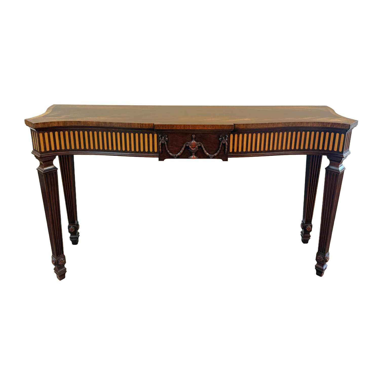 Henkel Harris Flamed Mahogany Adams Style Console Table Model No. 5758 Henkel Harris Flamed Mahogany Adams Style Console Table Model No. 5758
