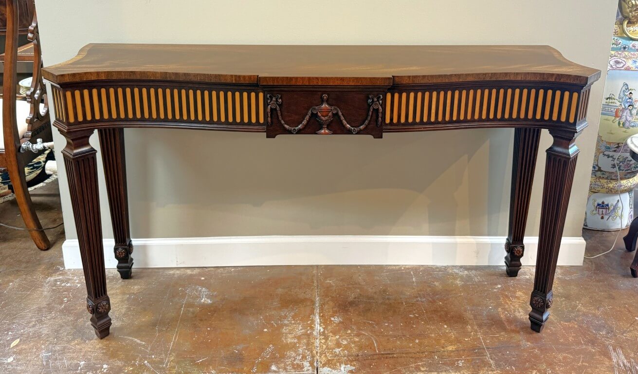 Henkel Harris Flamed Mahogany Adams Style Console Table Model No. 5758 Henkel Harris Flamed Mahogany Adams Style Console Table Model No. 5758