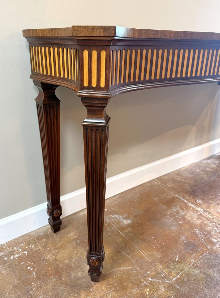 Henkel Harris Flamed Mahogany Adams Style Console Table Model No. 5758 Henkel Harris Flamed Mahogany Adams Style Console Table Model No. 5758