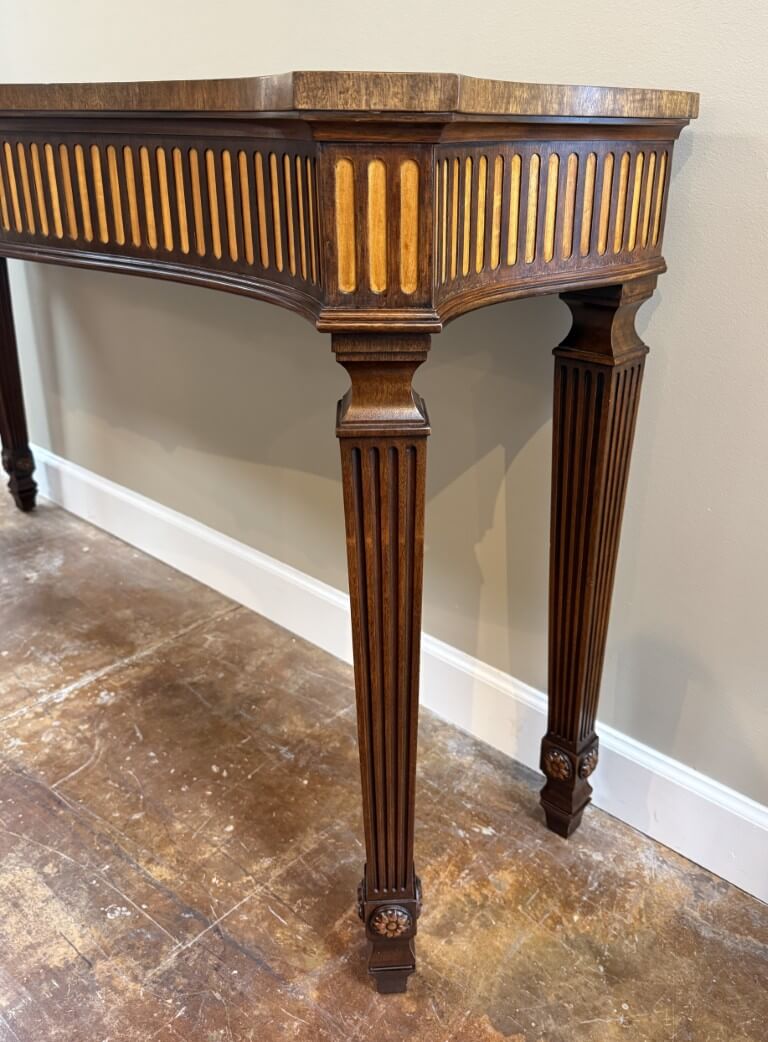 Henkel Harris Flamed Mahogany Adams Style Console Table Model No. 5758 Henkel Harris Flamed Mahogany Adams Style Console Table Model No. 5758