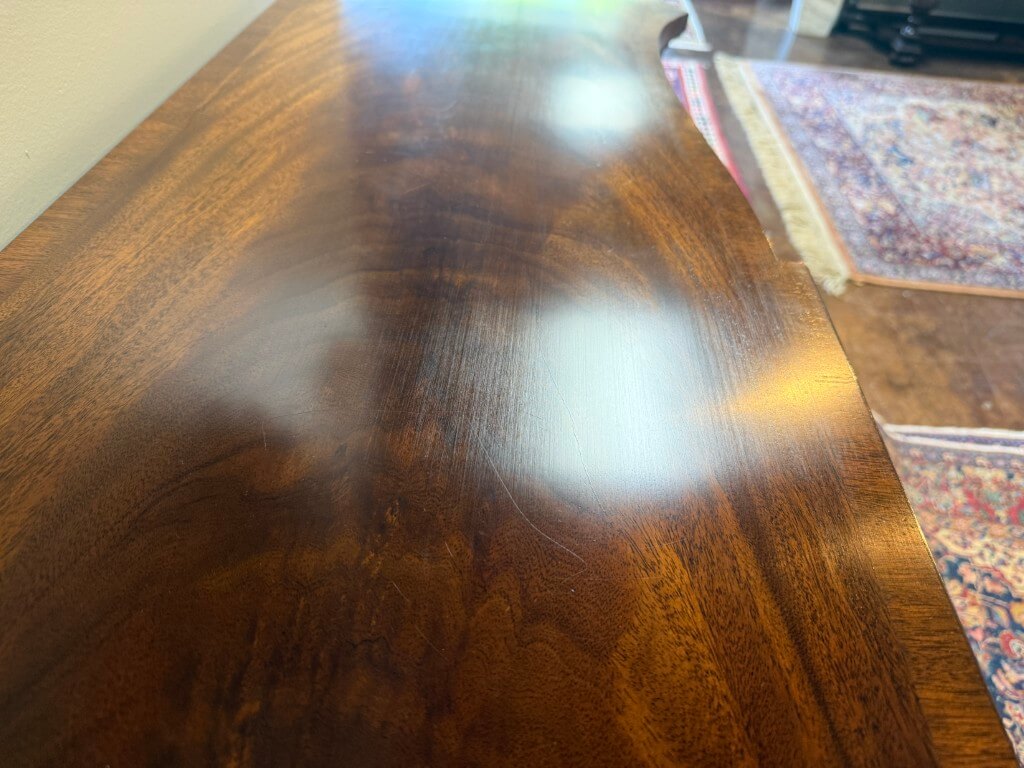Henkel Harris Flamed Mahogany Adams Style Console Table Model No. 5758 Henkel Harris Flamed Mahogany Adams Style Console Table Model No. 5758