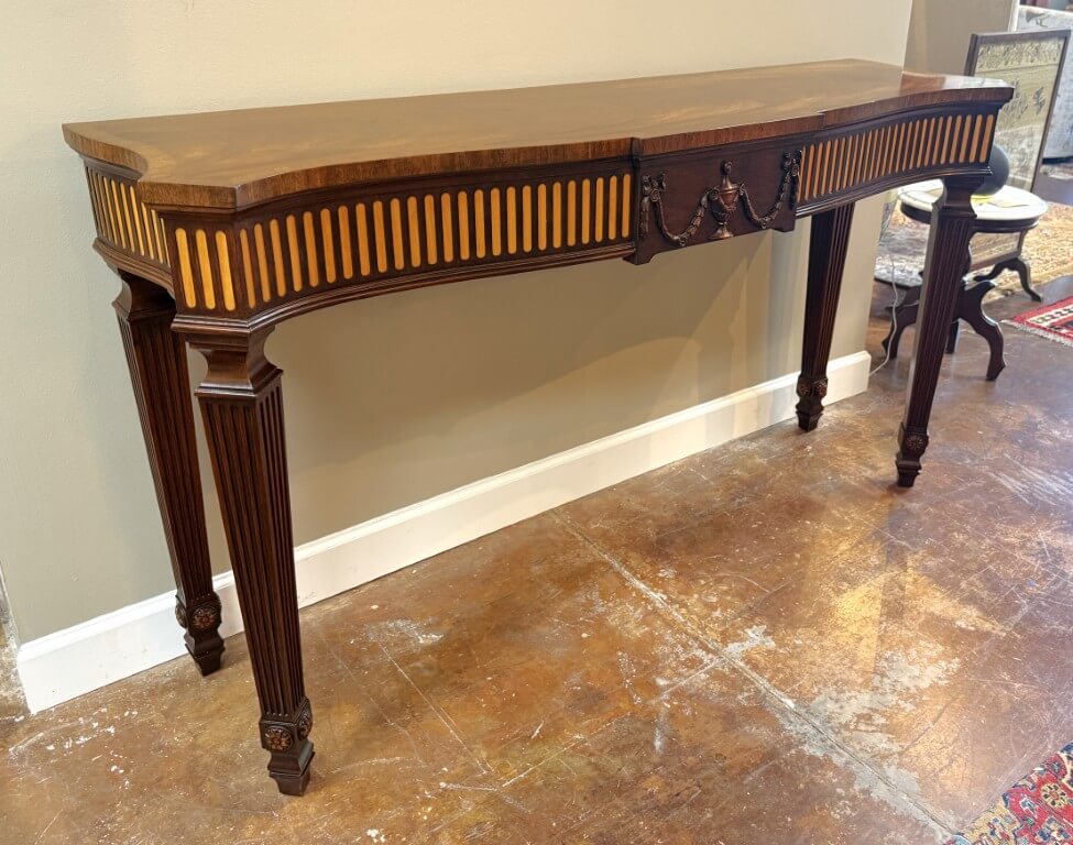 Henkel Harris Flamed Mahogany Adams Style Console Table Model No. 5758 Henkel Harris Flamed Mahogany Adams Style Console Table Model No. 5758