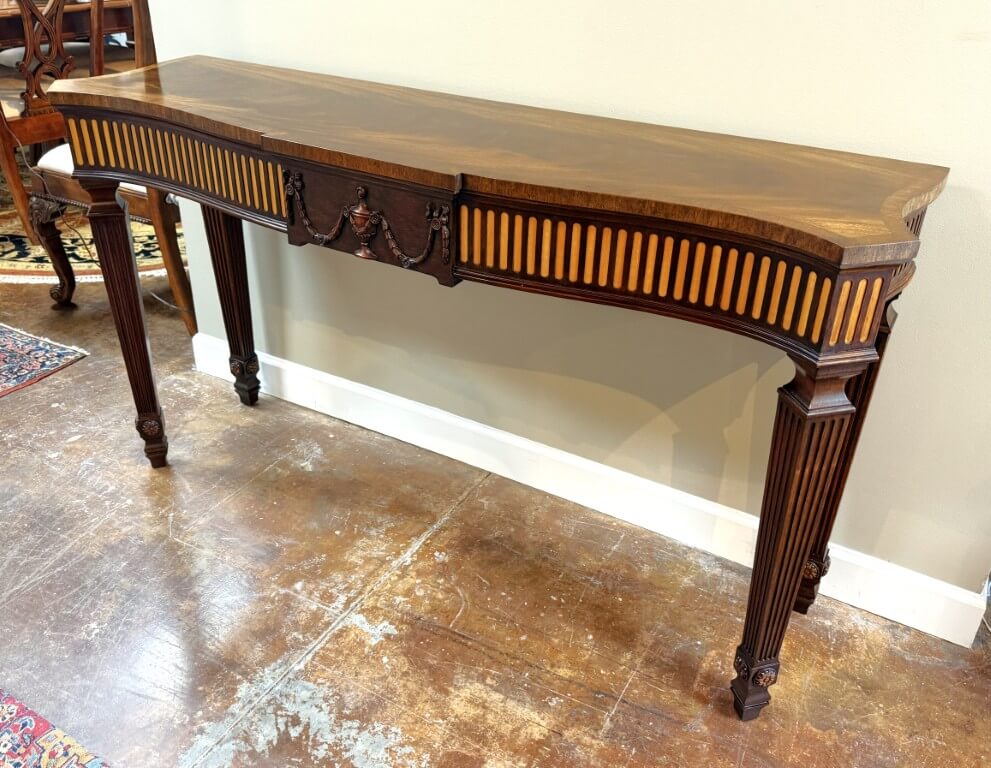 Henkel Harris Flamed Mahogany Adams Style Console Table Model No. 5758 Henkel Harris Flamed Mahogany Adams Style Console Table Model No. 5758