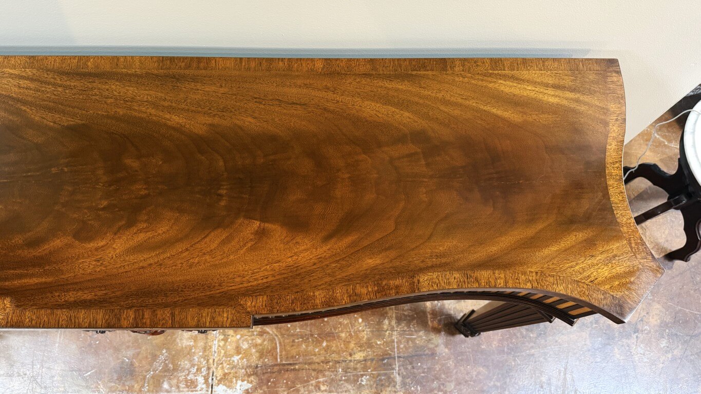 Henkel Harris Flamed Mahogany Adams Style Console Table Model No. 5758 Henkel Harris Flamed Mahogany Adams Style Console Table Model No. 5758
