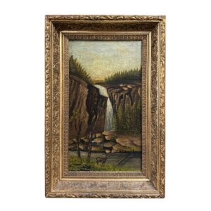 19th Century Waterfall Oil on Canvas