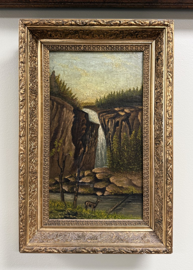 19th Century Waterfall Oil on Canvas 19th Century Waterfall Oil on Canvas