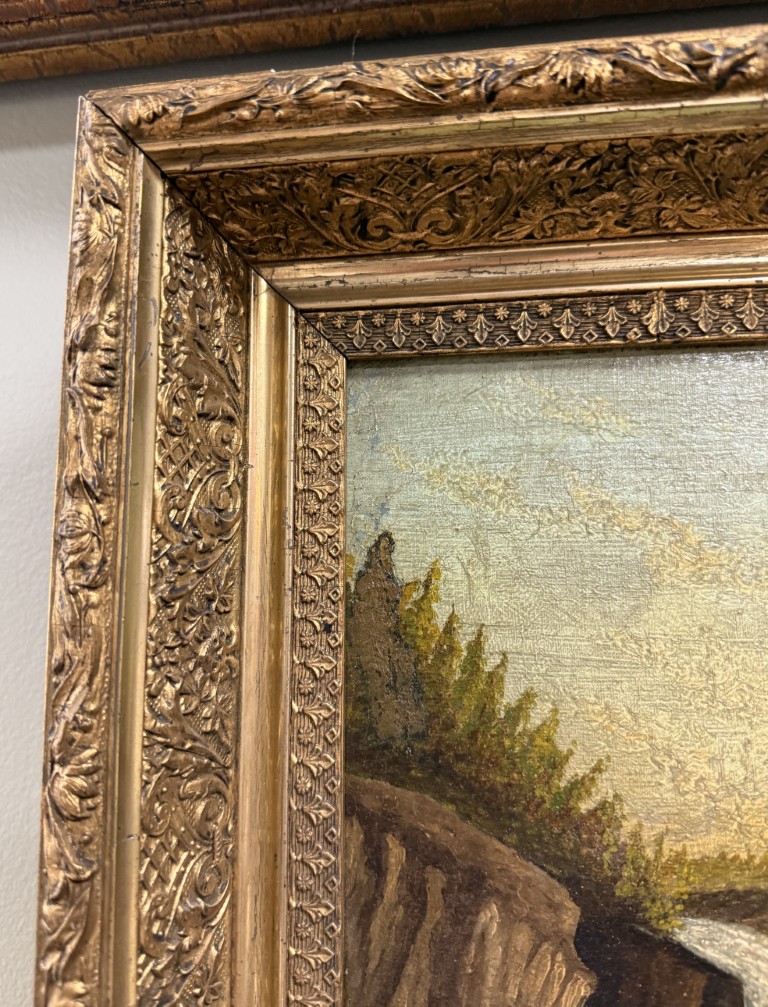 19th Century Waterfall Oil on Canvas 19th Century Waterfall Oil on Canvas