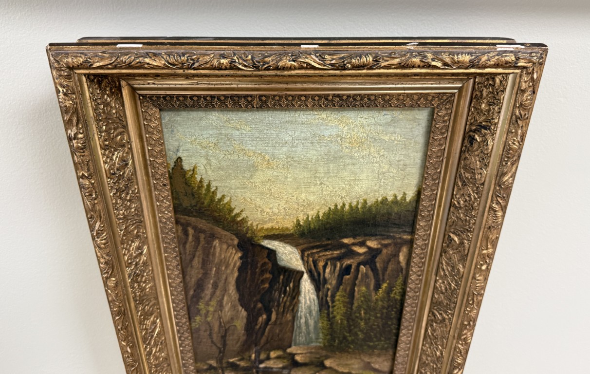 19th Century Waterfall Oil on Canvas 19th Century Waterfall Oil on Canvas