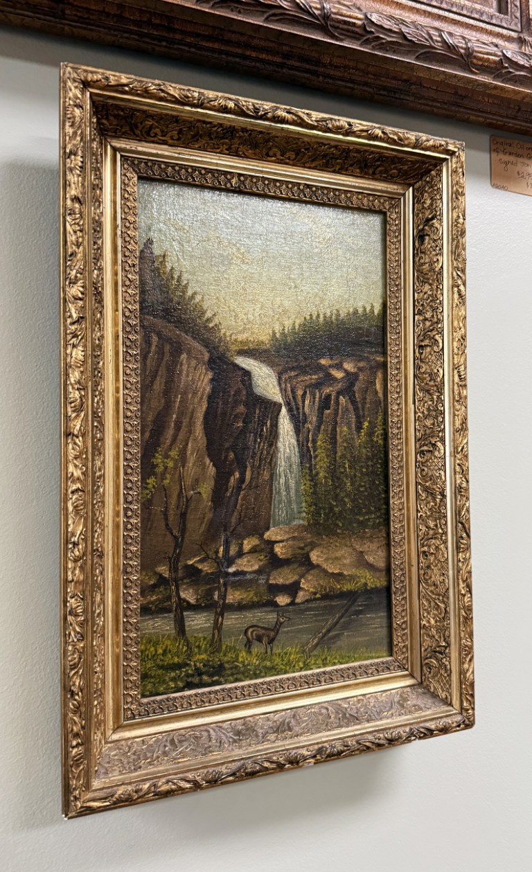 19th Century Waterfall Oil on Canvas 19th Century Waterfall Oil on Canvas