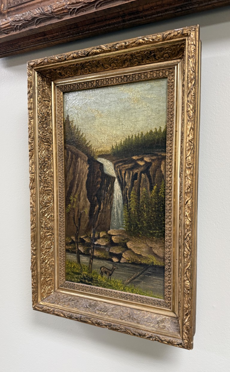 19th Century Waterfall Oil on Canvas 19th Century Waterfall Oil on Canvas