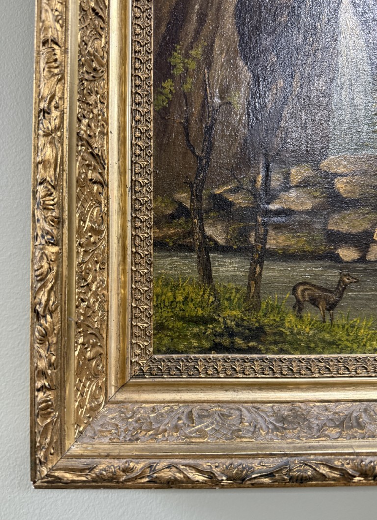 19th Century Waterfall Oil on Canvas 19th Century Waterfall Oil on Canvas