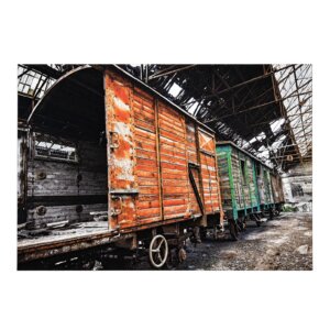 Large Industrial Train Yard Giclee on Canvas