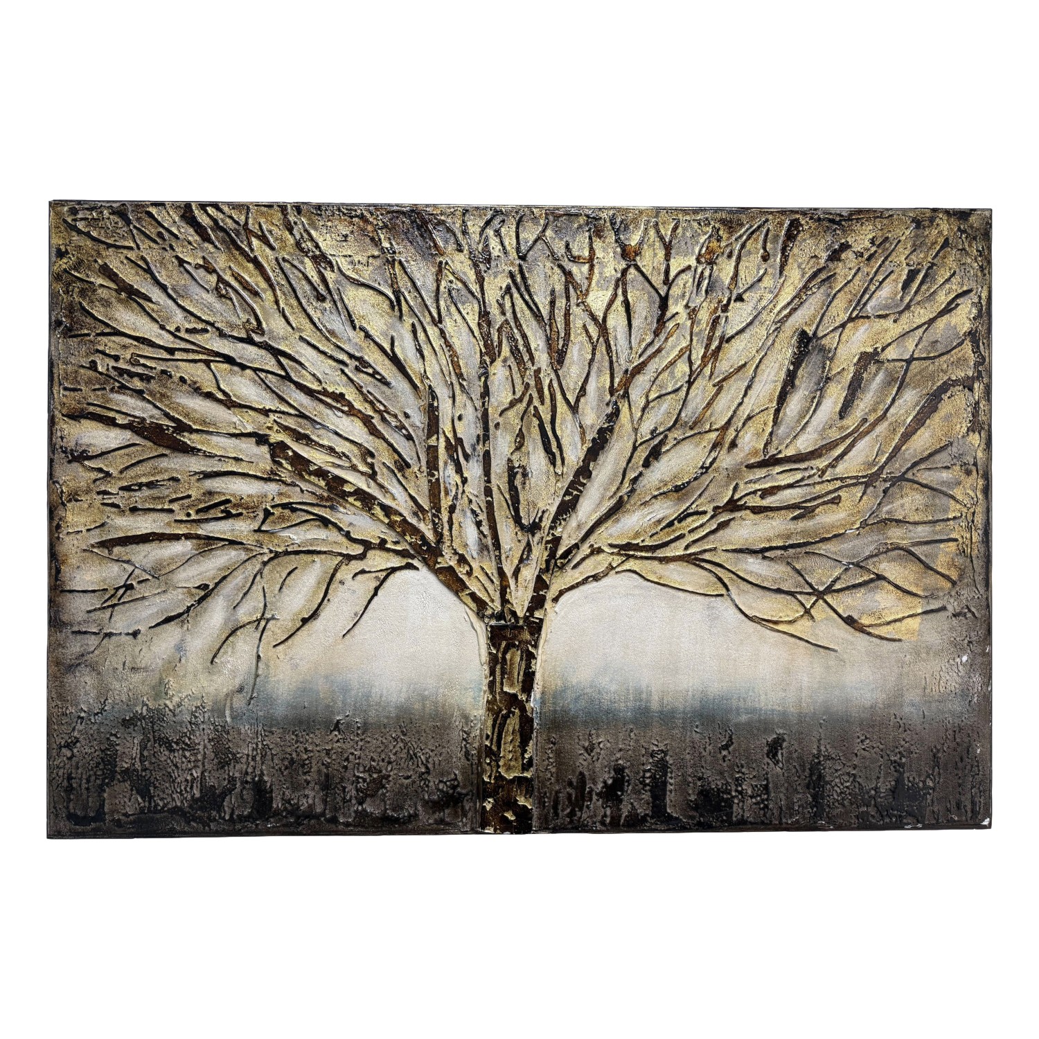 Large Textured Metallic Tree on Canvas Large Textured Metallic Tree on Canvas