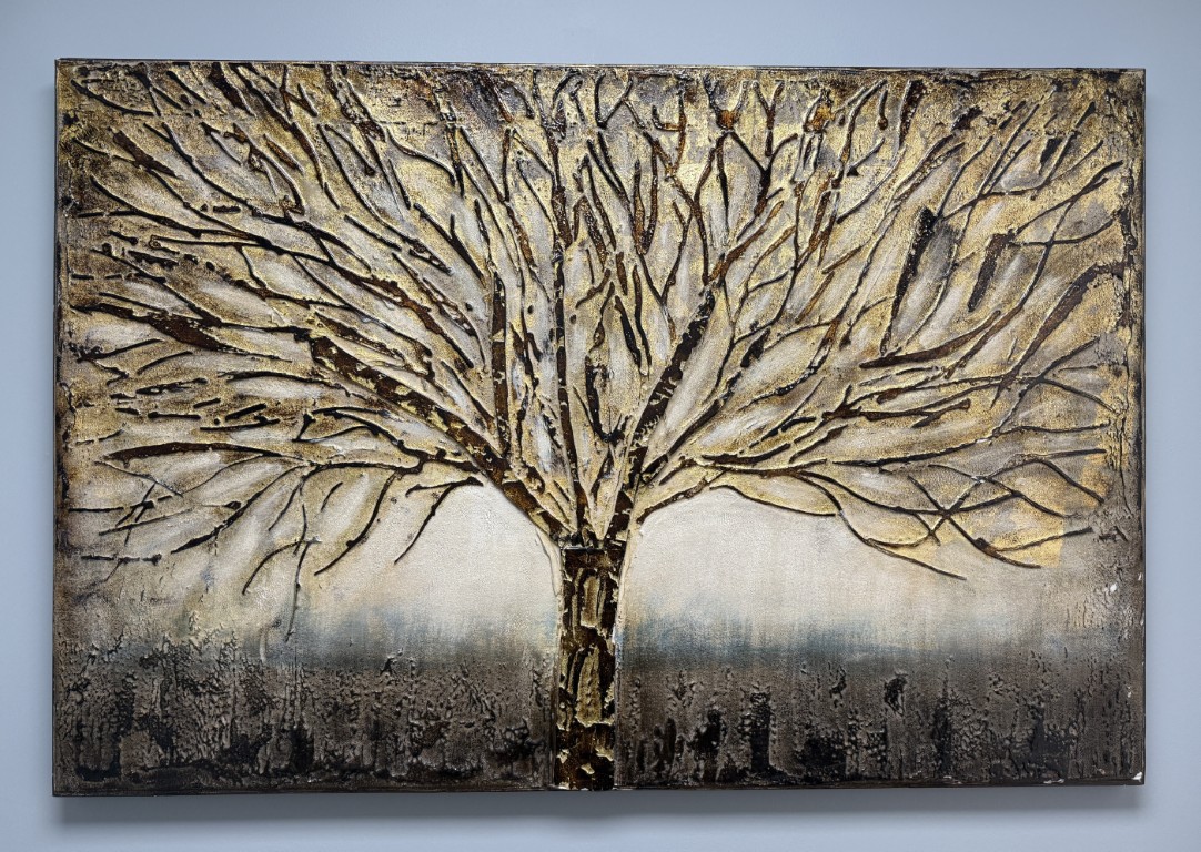 Large Textured Metallic Tree on Canvas Large Textured Metallic Tree on Canvas
