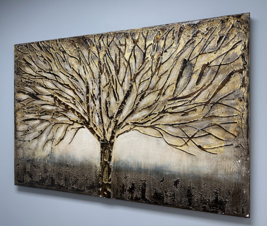 Large Textured Metallic Tree on Canvas Large Textured Metallic Tree on Canvas