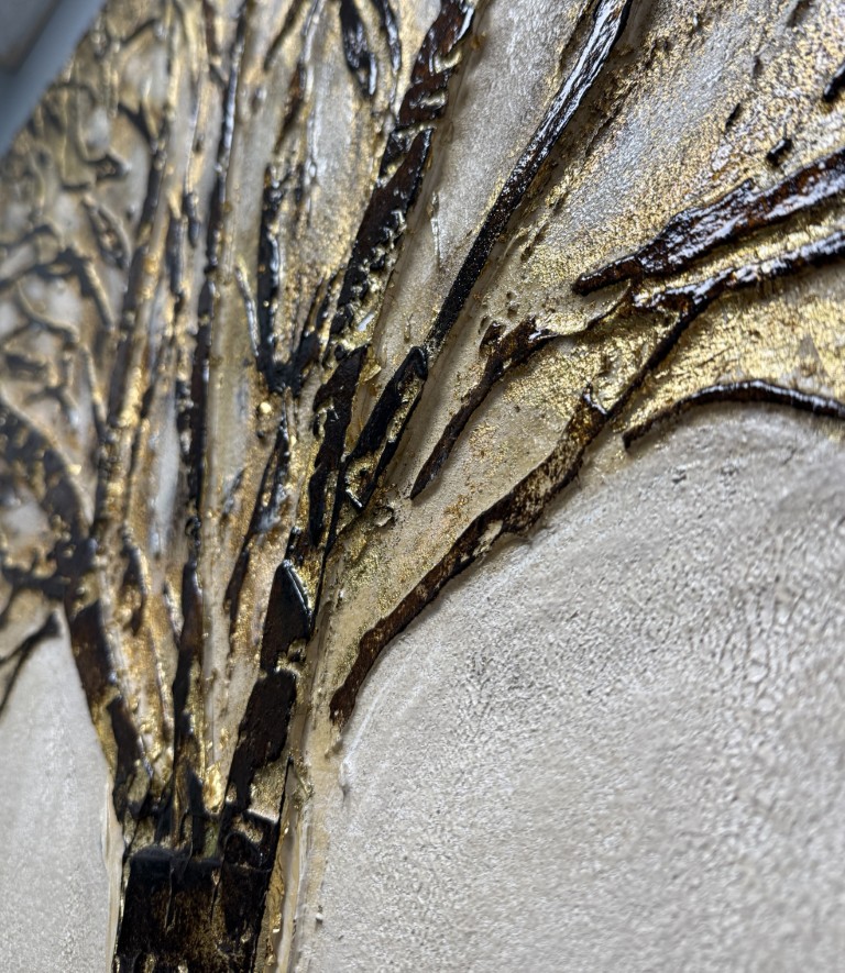 Large Textured Metallic Tree on Canvas Large Textured Metallic Tree on Canvas
